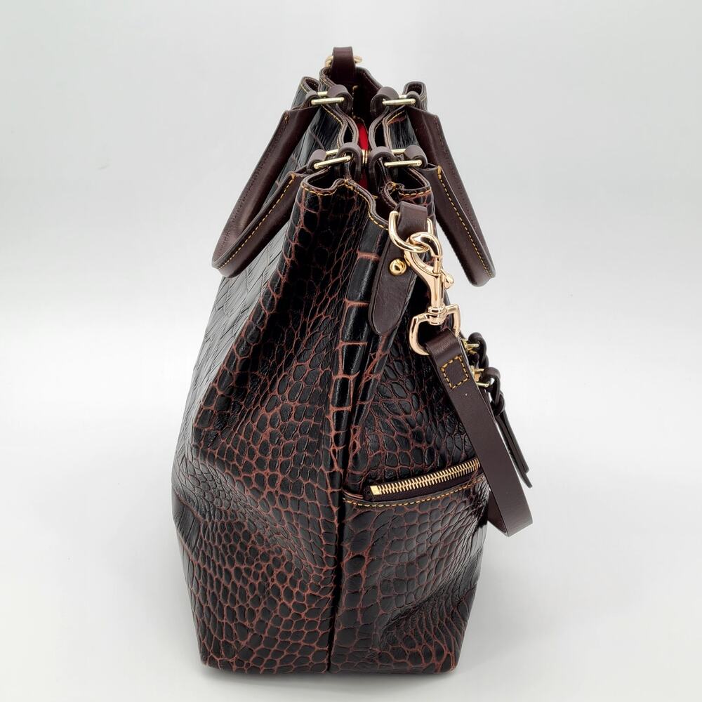 Dooney & Bourke Dillen Croco Leather Satchel - Espresso Dark Brown Bag - Picture 3 of 16